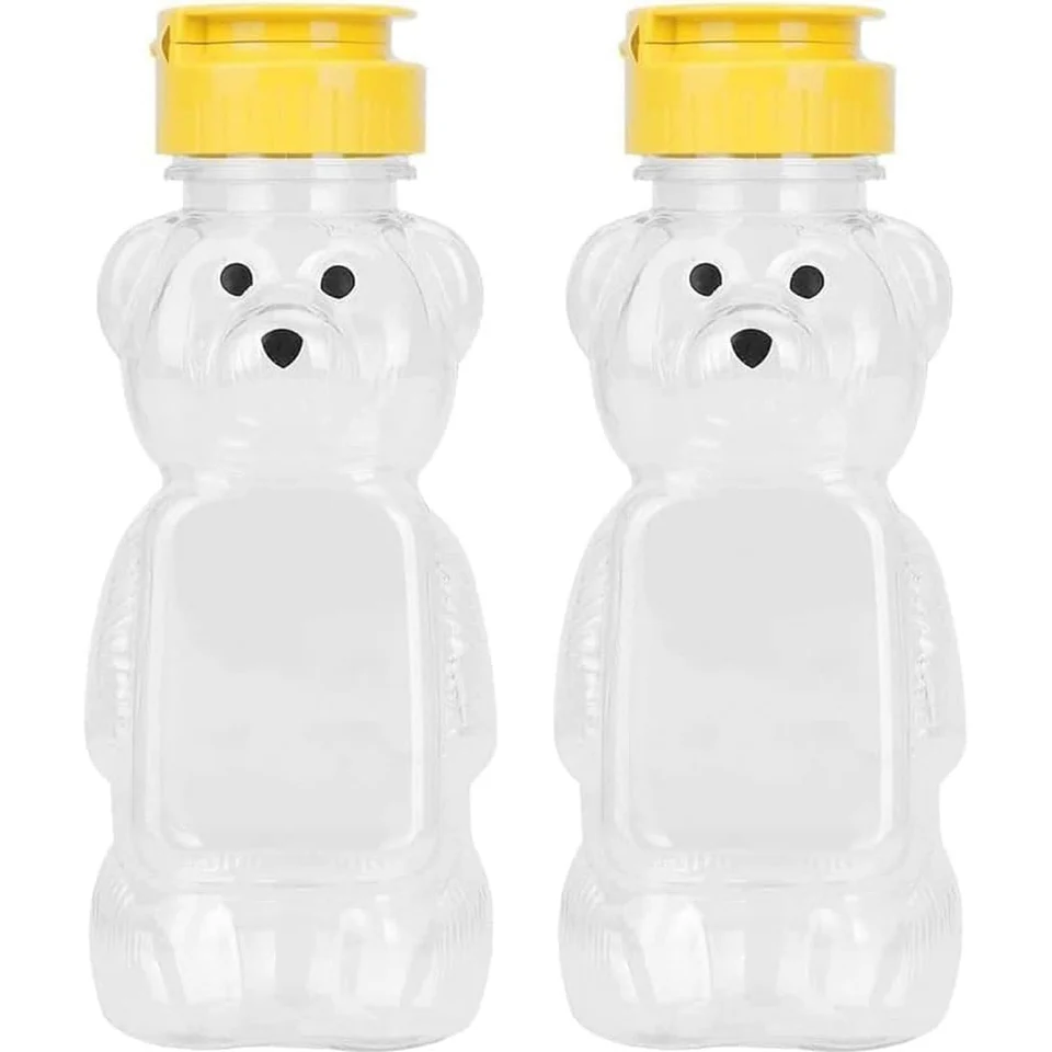 2ks plastové medvedie poháre na fľašu, prázdna fľaša na stlačenie medu s flip-top vekom na ukladanie a výdaj Condimente (8 oz)