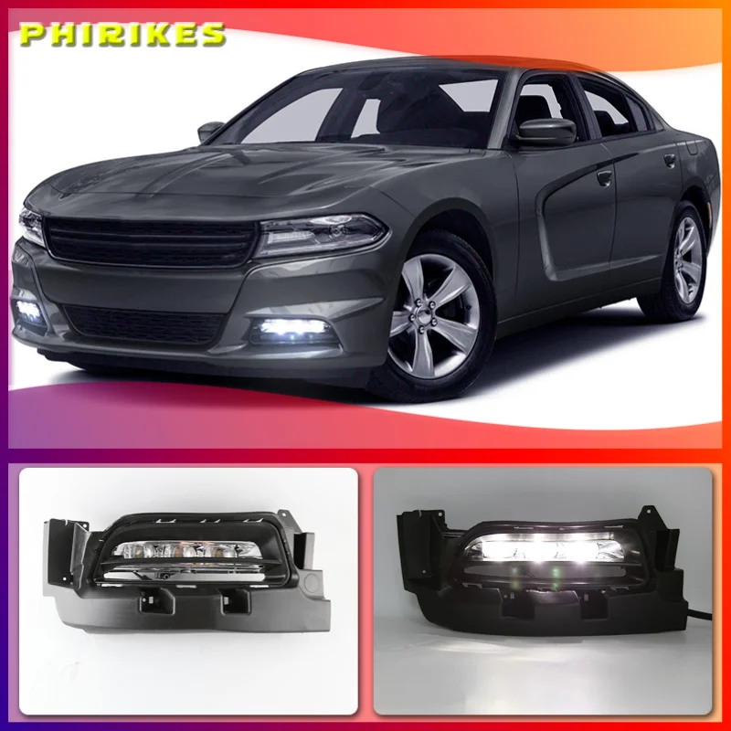 2ks pre Dodge Charger 2015-up LED autá osvetlenie Angel Eyes Xenon Hid Kit Fog Lights LED Denné svetlá LED svetlomety