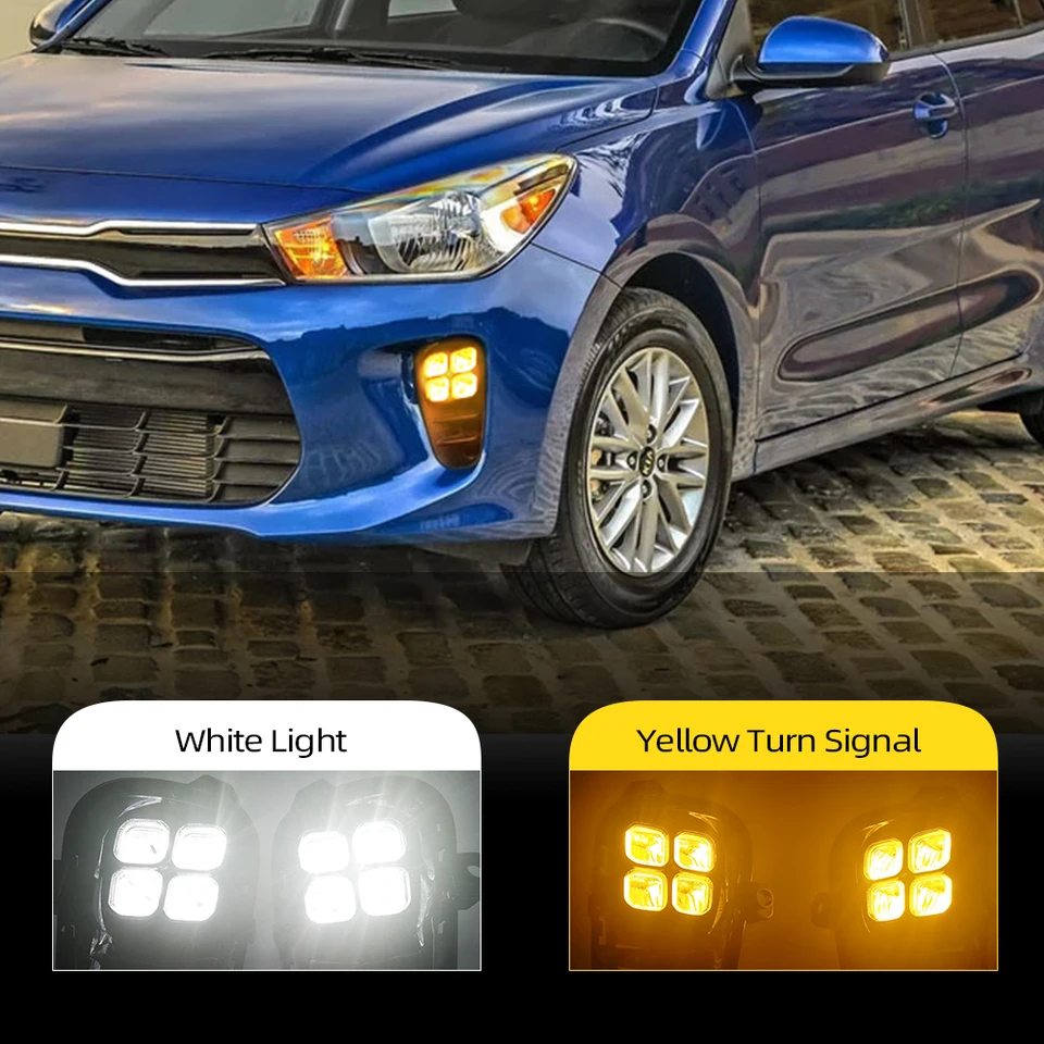 2ks pre Kia Rio 2017 2018 2019 2020 2020 Denné svetlo Svetlo predné nárazníky Fog Light LED DRL so žltým zákrutom signálu