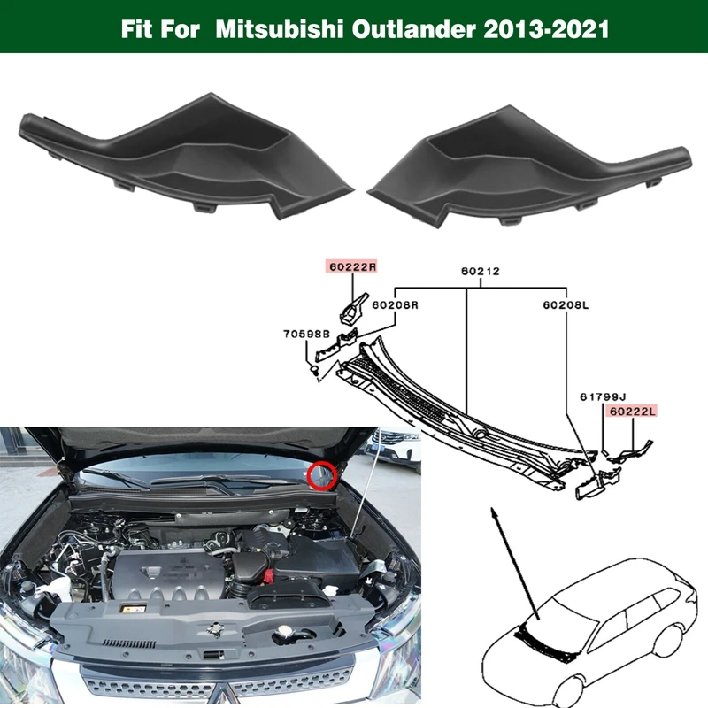 2ks predné čelné sklo stierač katára orezanie vodou deflektor Doskov panela krku pre Mitsubishi Outlander 2016-2020