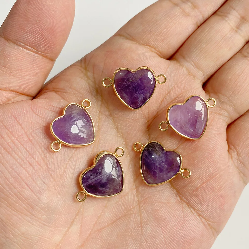 2ks prírodné ametysty kúzla konektory kamenné fialové krištáľové kremeň prívesok na výrobu šperkov DIY GEMS konektory 15-16 mm