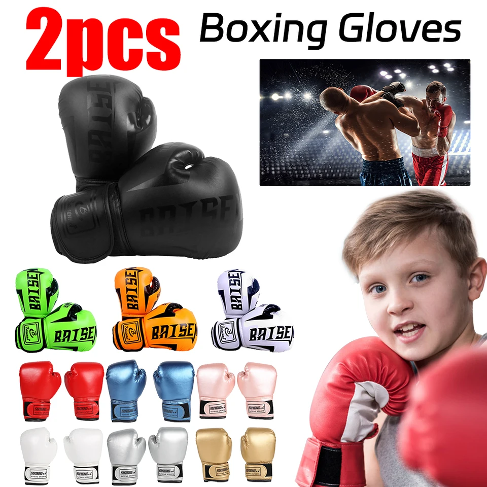 2ks PU kožené boxerské rukavice Deti Dospelí Dospelí boxerské bojové rukavice MMA bojové rukavice Profesionálne bojové výcvikové rukavice