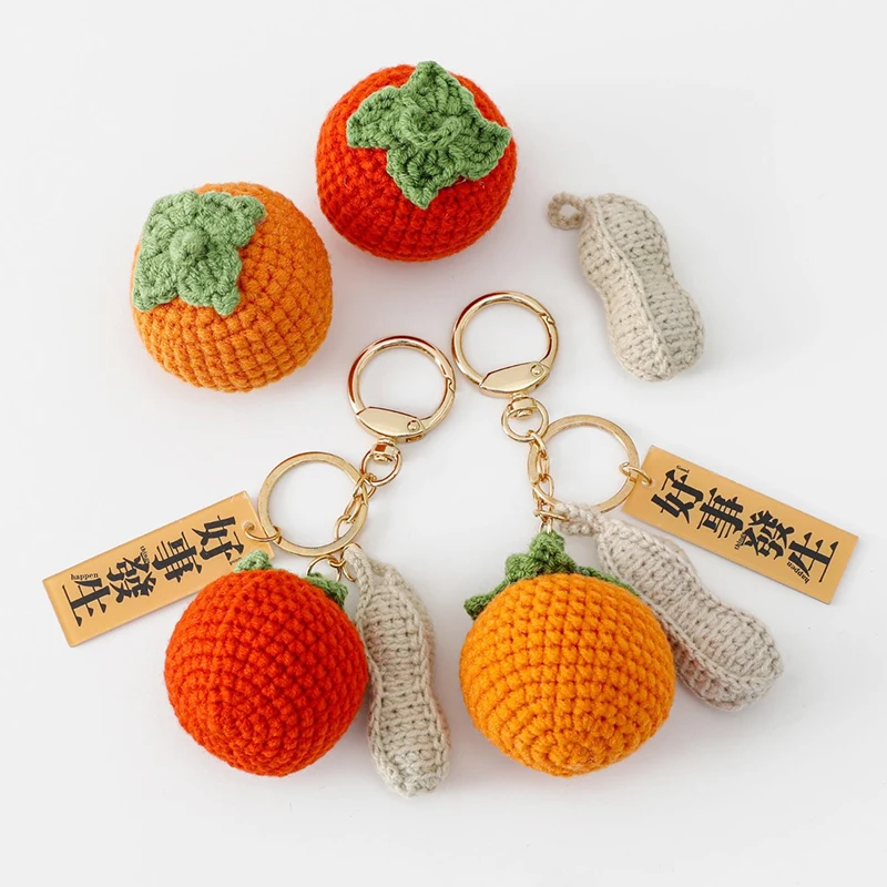 2ks ručne vyrobené háčkované ovocné ozdoby Doplnky ručne pletená vlna kvetina umelé ovocie a zeleninové DIY Keychains 괘선 짜다 짜다