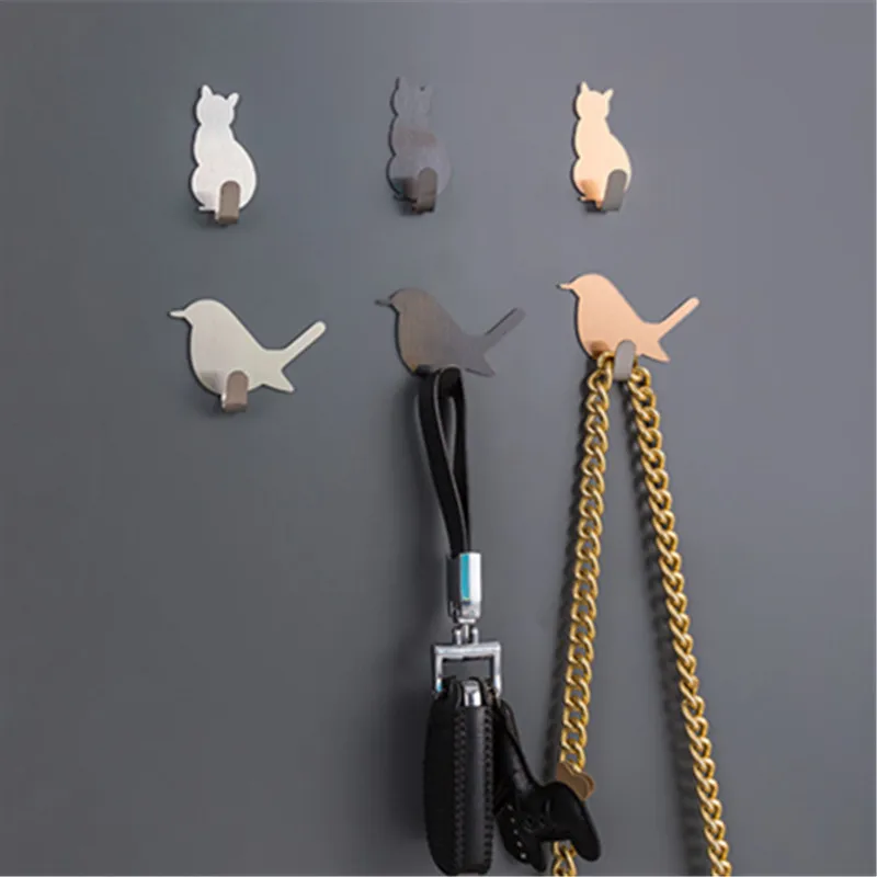 2KS Self Adhesive Hooks Cat Pattern Storage Držiak pre kúpeľňu Kuchynský vešiak na stenu zavesenie dverí Oblečenie uterákov