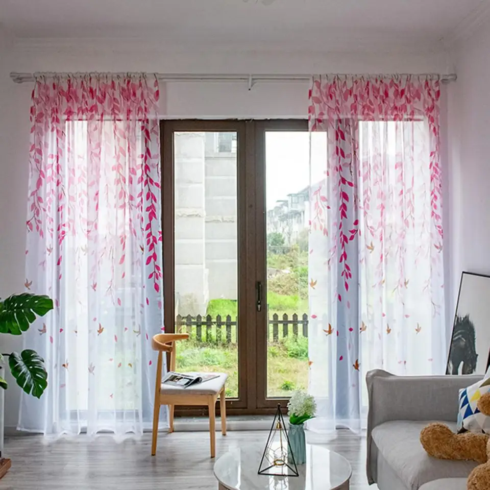2ks/set Great Polyester Branches tlačené okno Číry 6 farieb závesných listov vzorka okenné okno pre kúpeľňu