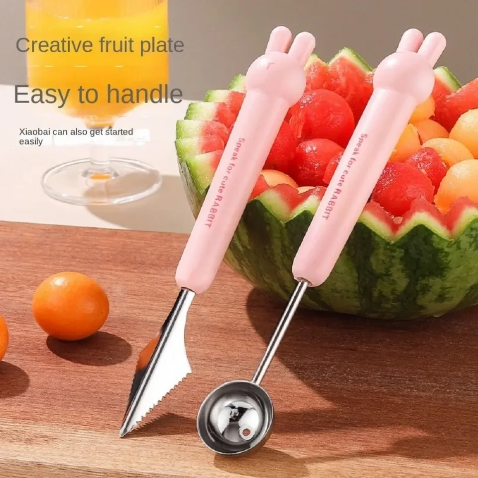 2ks/set Multifunkčné ovocie rezbárske nôž Watermelon zmrzlina vykopávka lopta nakopa ovocie Noža noža skopa ovocných gadgetov