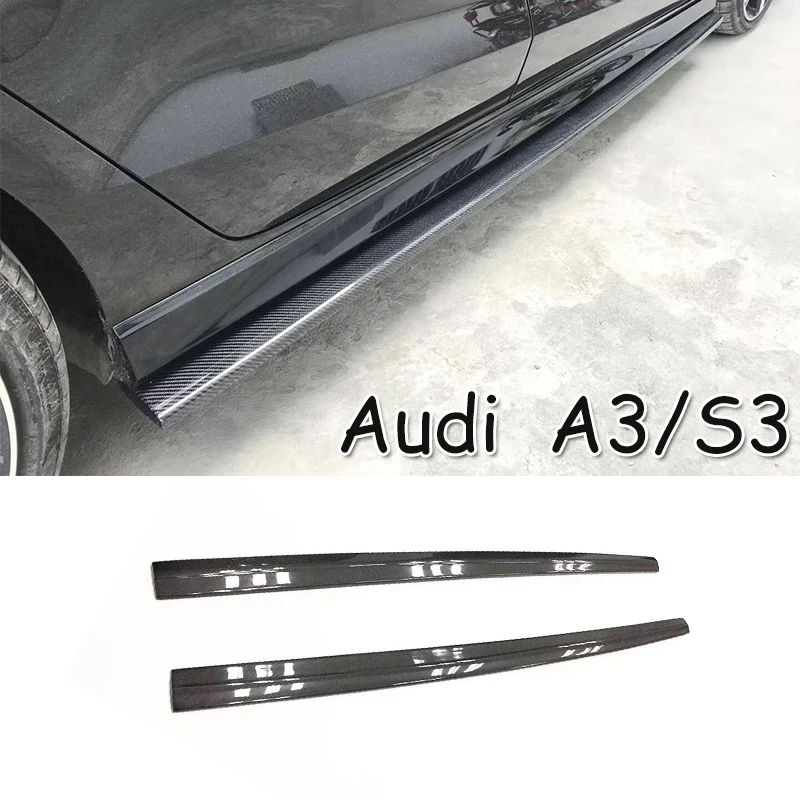 2ks/set sukňové sukne na bočné sukne s uhlíkovými vláknami pre Audi A3 S3 RS3 4 Door 2014 - 2019 Bočné zástery Blade Dvere Styling Car Styling
