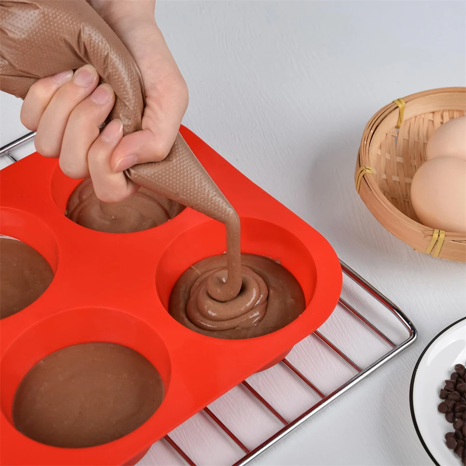 2KS Silikón Jumbo Muffin Muffin Panva 6 šálky obrovskej silikónovej košíčkovej panvice/šálky hlbokú panvicu