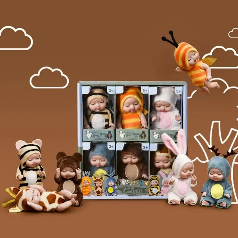 2ks simulácia princezná bábiky hračky mini roztomilé spiace detské série Doll Cartoon Animal Toy pre deti kawaii bábiky Girl
