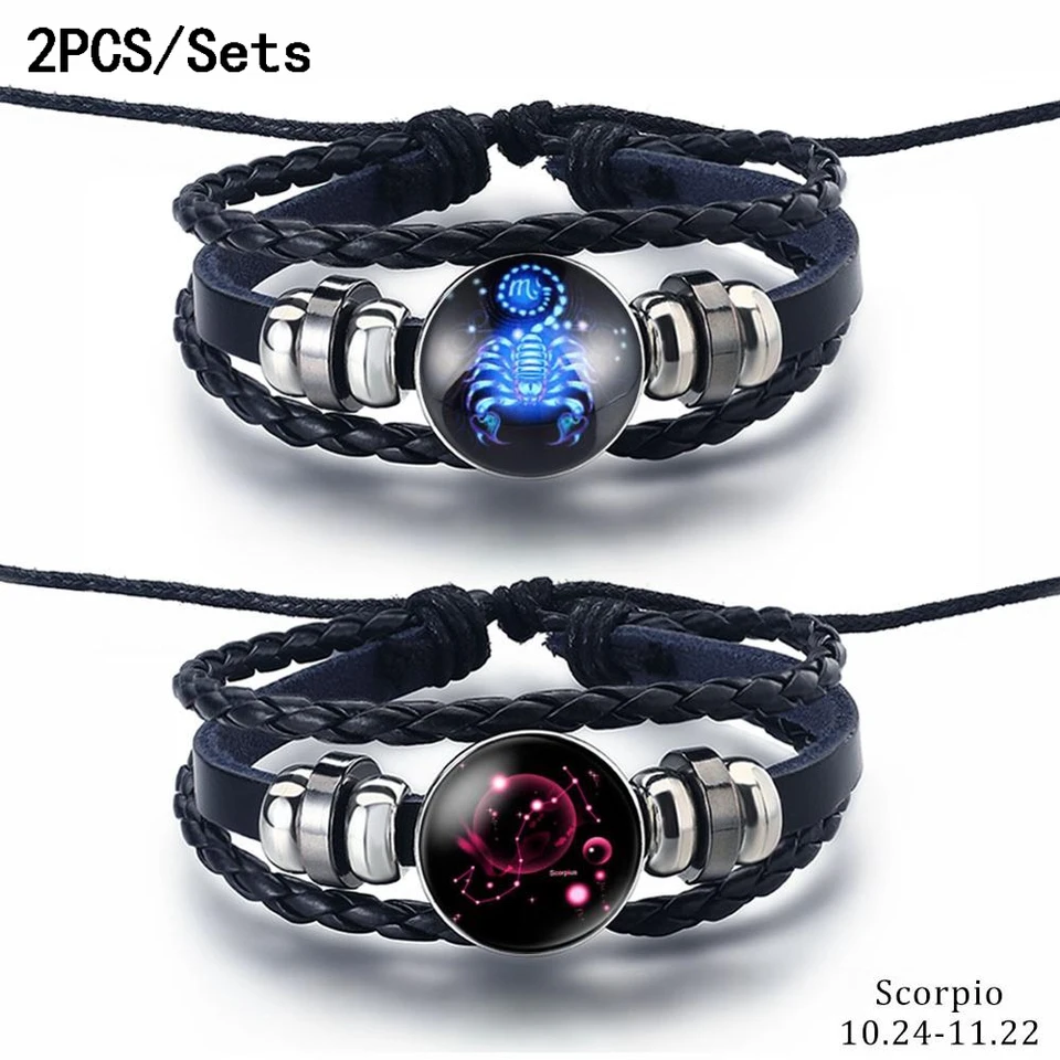 2ks/súpravy 12 konštelácií z nehrdzavejúcej ocele Kázanie náramok 12 Zodiac Titanium Oceľové náramky náramky