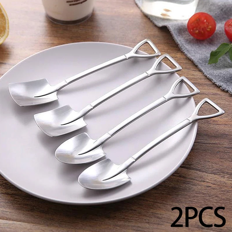 2ks/taška Kreatívna lopata tvaru z nehrdzavejúcej ocele Kávový lyžica čaj Spoon Watermelon Spoon Ice Cream Scope