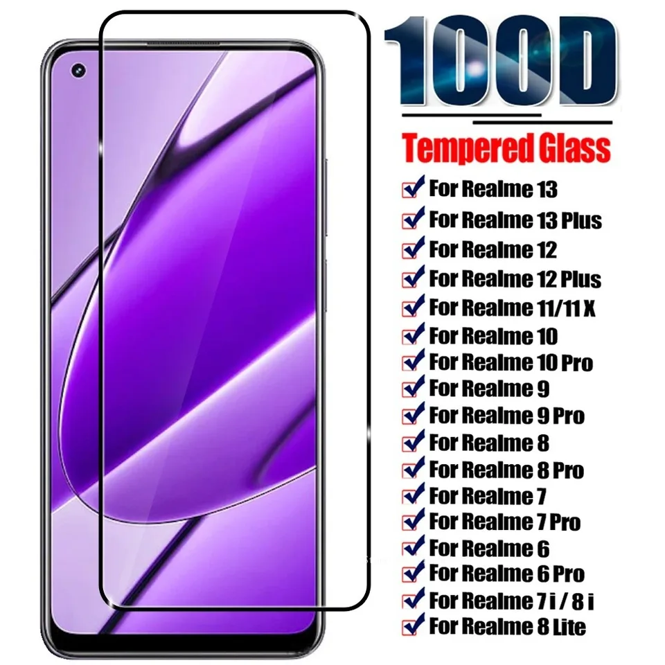 2ks temperované sklo pre Realme 10 11 12 13 4G 5G 9 8 7 6 Pro Protect Screen Protector pre Realme 6i 6s 7i 8i 9i 8s 10s 10t 12x 13 plus