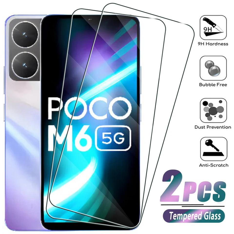 2ks temperované sklo pre Xiaomi POCO M6 M5 M4 M3 M2 PRO 4G 5G Chránič obrazovky pre Xiaomi POCO M5S
