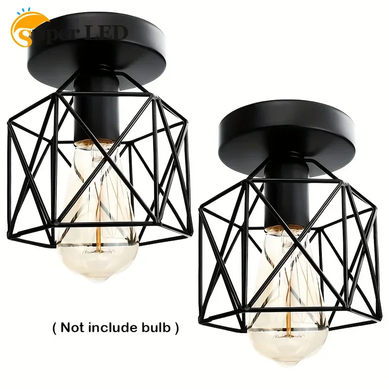 2ks vintage priemyselné zabudované stropné svetlo mini maľba kovový prívesok Light stropná lampa pre koridor spálne kuchyňa Čierna