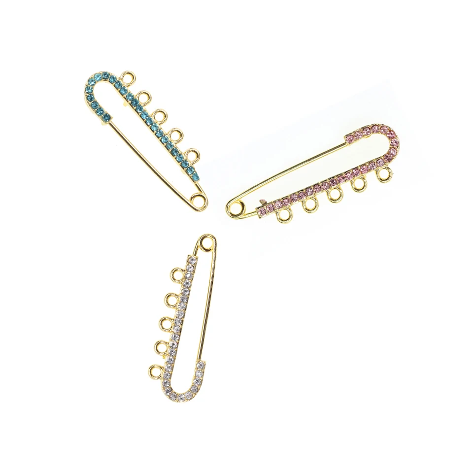 2ks/šarža 5/8cm 5/6 loops Gold -pokovované moslimské islamské detské špendlíky kamienok Detské kočíky bezpečnostné špendlíky s slučkami pre novorodenecký darček