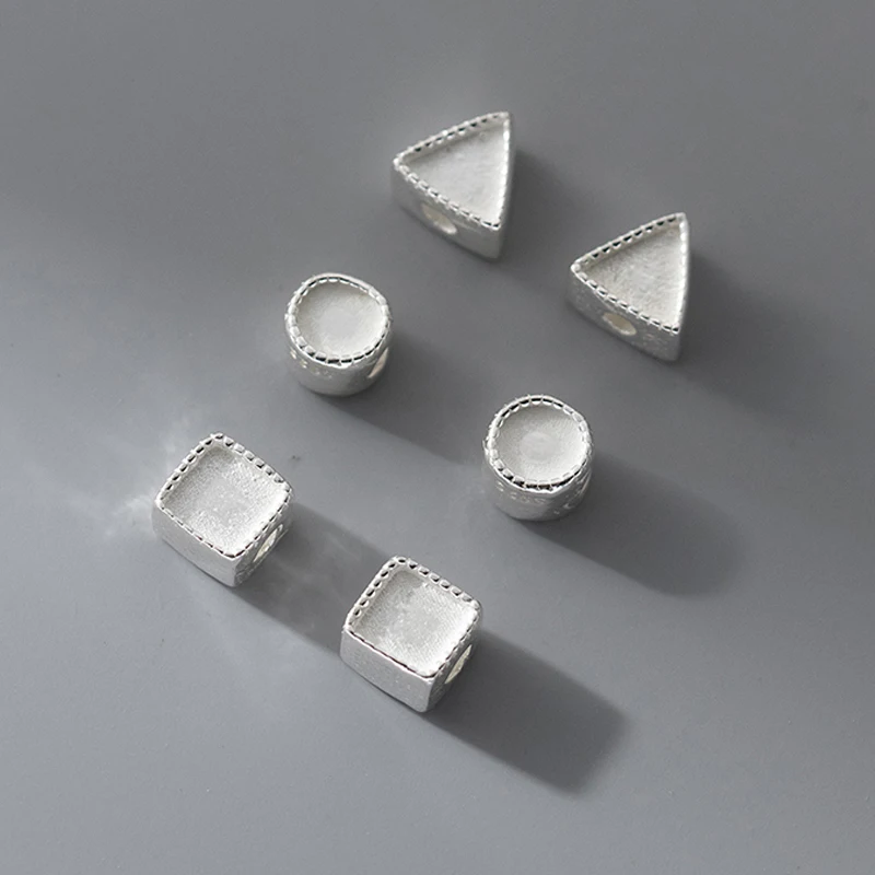 2ks/šarža 925 Sterling Silver Geometry Náramky Loose Loads Triangle/Round/štvorcový tvar strieborných rozperiek DIY Šperky doplnky