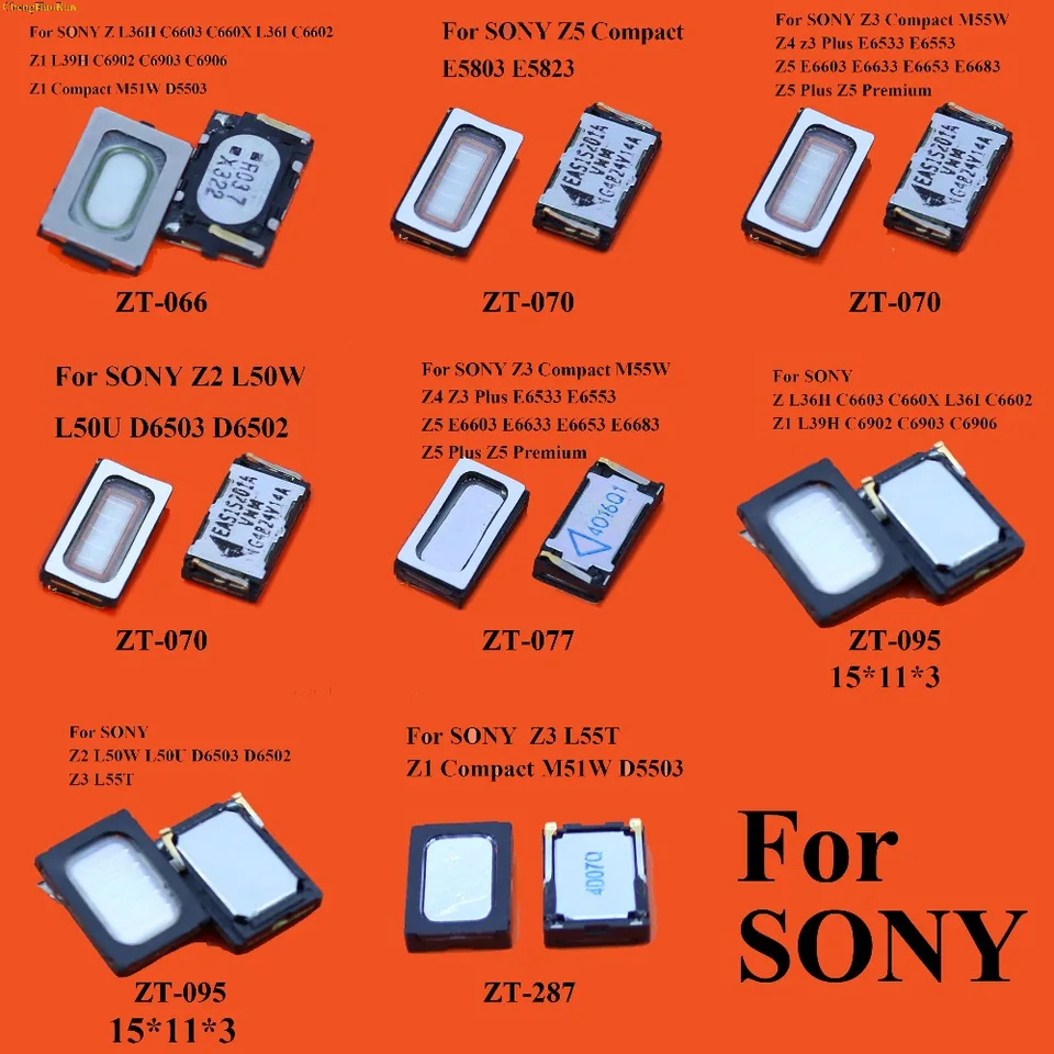 2ks/šarža Nový horný spodný spodný zadný zadný došový kus uši hlasného reproduktora pre Sony Xperia Z Z1 Z2 Z3 Z4 Z5 Mini Compact Z5 Plus E6603