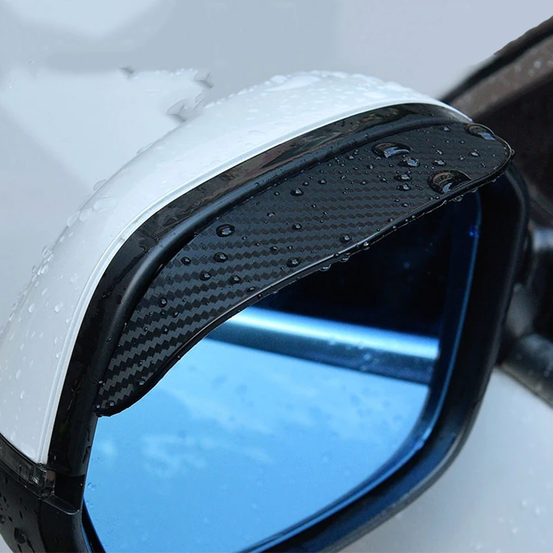 2ksové auto spätné zrkadlo Rain Shield Dažďové obočie Rain Cover Univerzálne uhlíkové vlákno Zadné zrkadlo Dažďové obočie štít