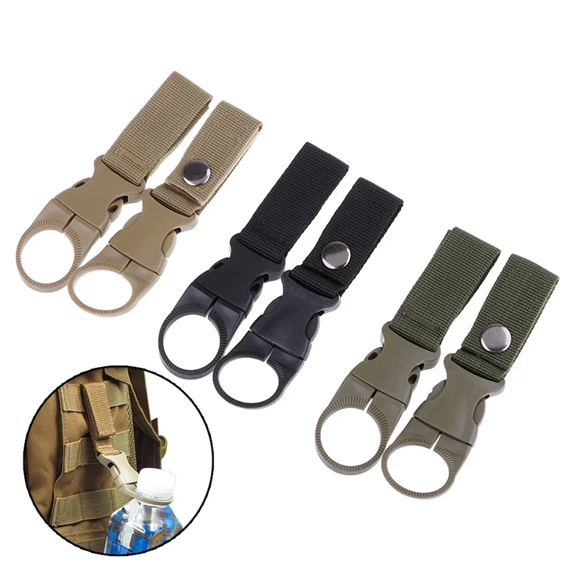 2ksové držiak na fľašu s držiakom na fľašu s lezením karabíny Batoh hák na batoh klipový klip Multifunkčná voda fľaša nylon nylon Webbing Buckle Hook