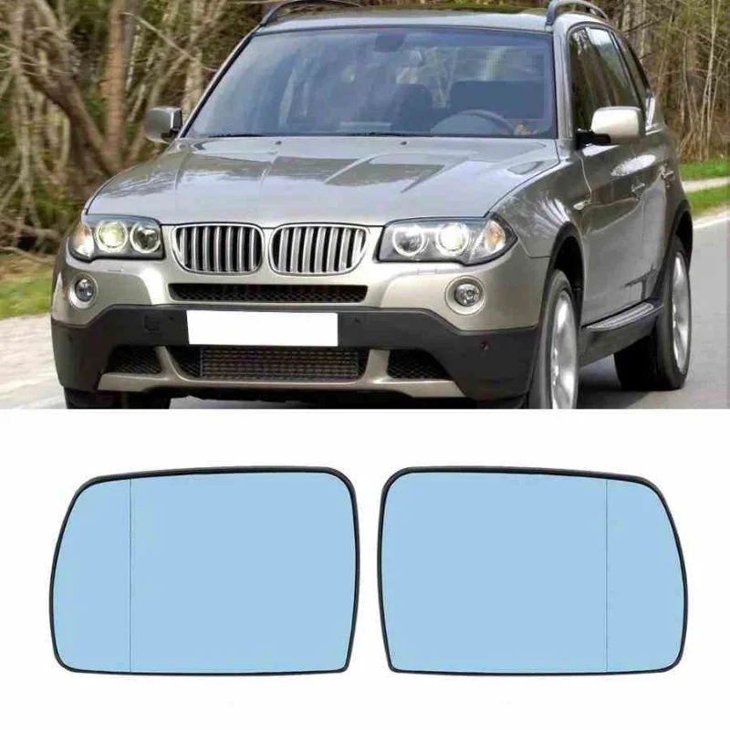 2ksové modré auto bočné krídlo sklo sklo Vyhrievané elektrické zrkadlo sklo 2pin pre BMW X5 E53 1999-2006 Zkrútenie spätného zrkadla Zrkadlo
