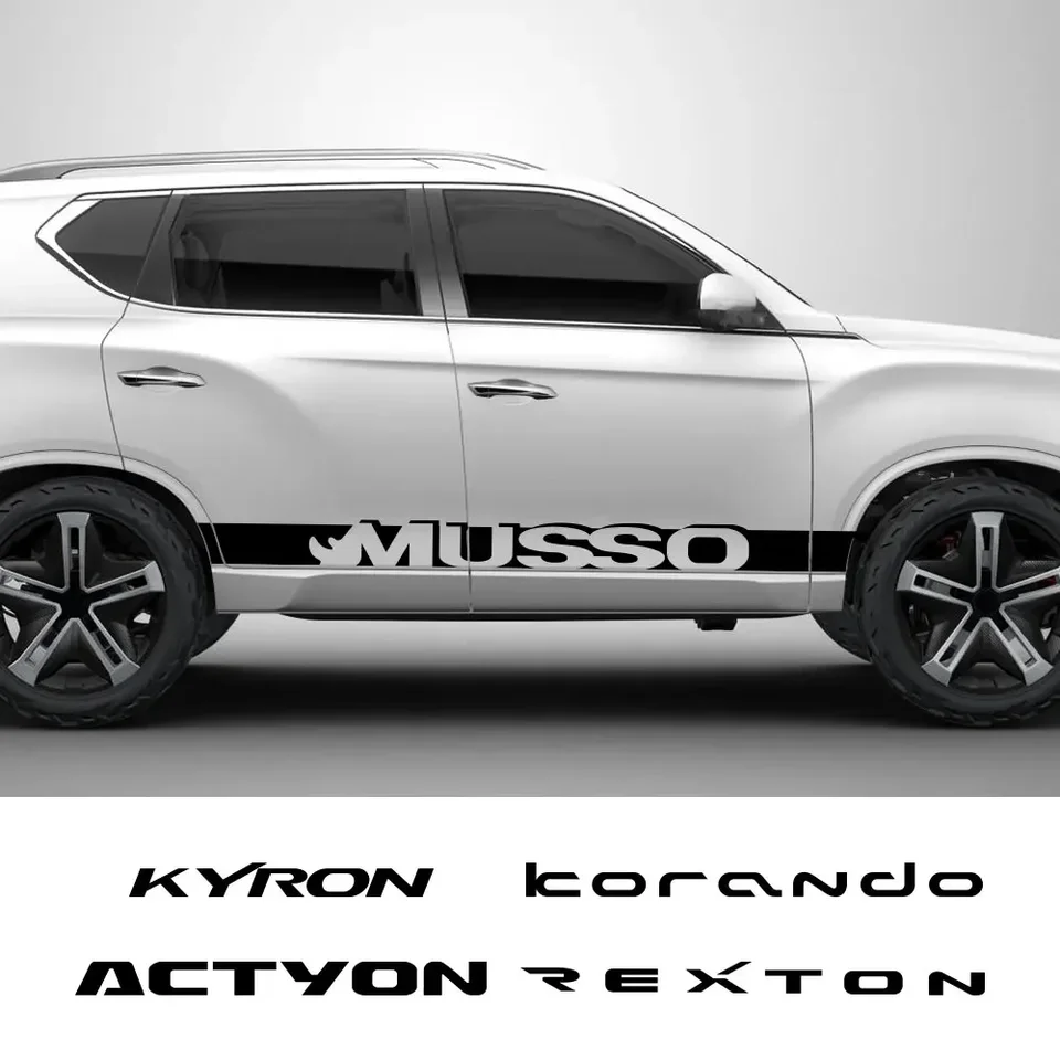 2ksové nálepky na dvere automobilov Vlastné nálepky pre písmeno pre Ssangyong Musso XLV ACTYON KORANDO KJ Tivoli Grand Rexton Kyron Accessories