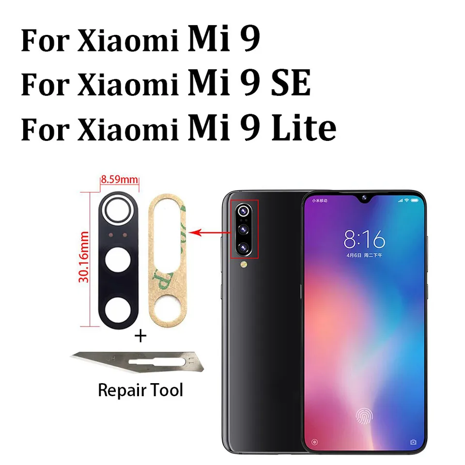 2ksové sklo fotoaparátu pre Xiaomi mi 9 lite se Mi10 11 10t Pro Poznámka 10 lite POCO x3 F3 9C Zadná zadná kamera sklenená sklenená šošovka s lepidlom