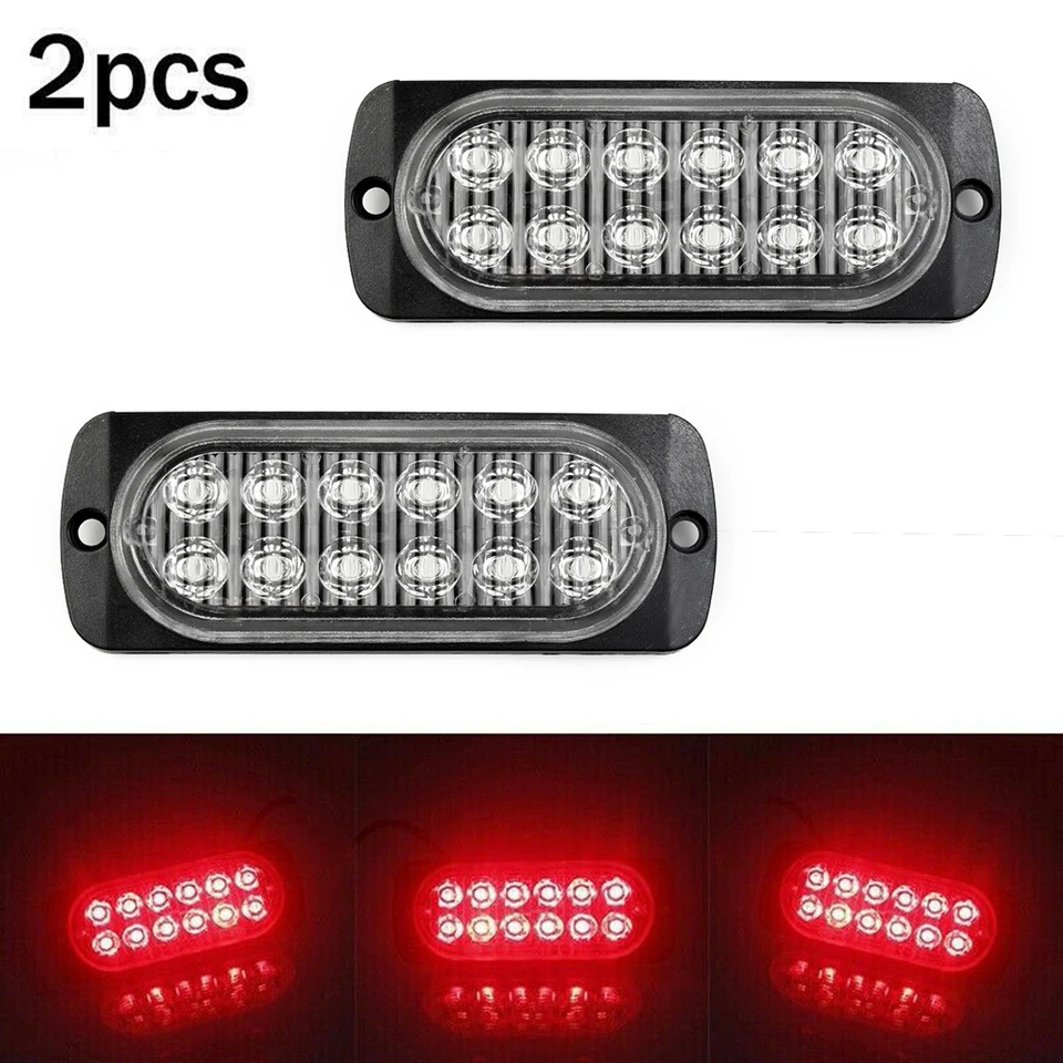 2ksové vozidlo 12 LED Zadná červená hmlová lampa Svetlo 12V ~ 24 V pre vozidlo Van Van Bus Cab zadný nárazník Vodotesné zadné hmlové svetlá Žiarovky