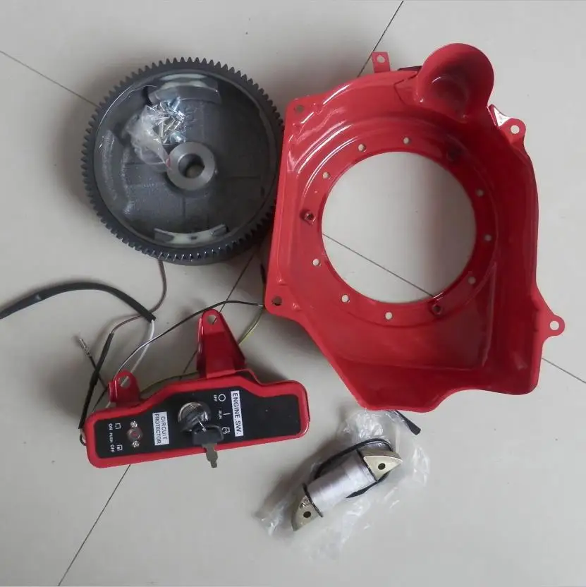 2KW Electric Start Kit W/o Štartovací motor pre Honda GX160 GX200 a viac 2,5 kW 3KW Generátor Generátor Housing Folwelwheel Coil Coil Switch