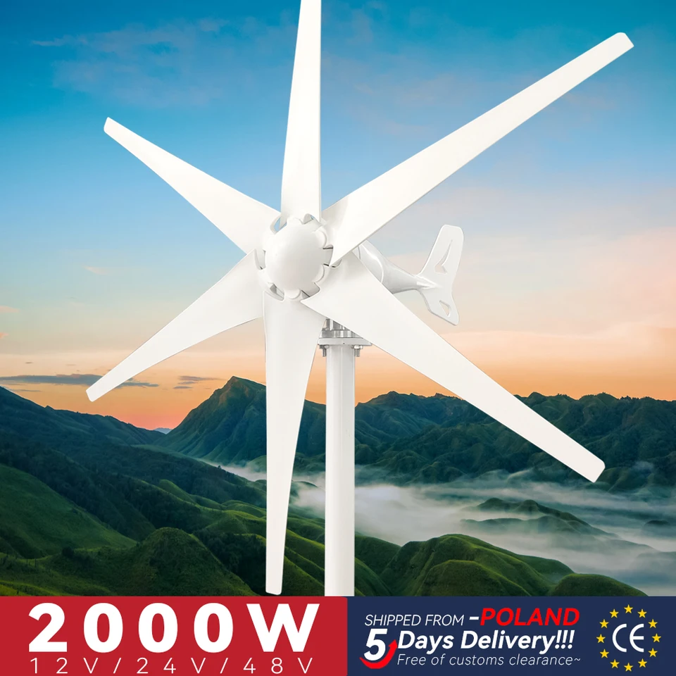 2KW Generátory veterných turbín 12V 24V 48V 3 Blades Free Energy Voliteľné z mriežky Dynamo Dynamo pre domáce použitie