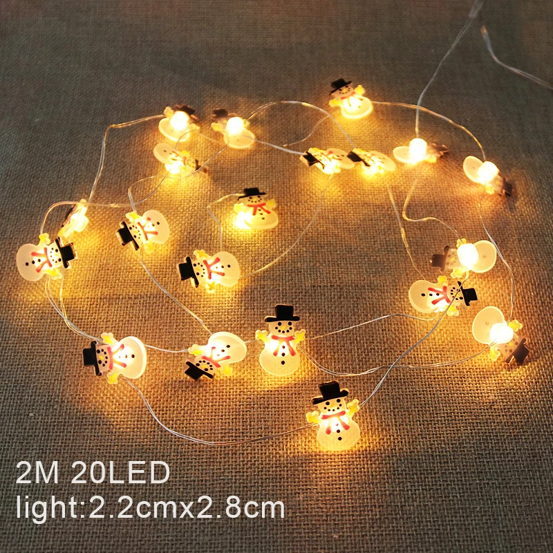 2M 20led Lights Vily String Santa Claus Snowflake Batéria Poháňaná pre domácu izbu záhrada vianočná dekoratívna girlandská lampa