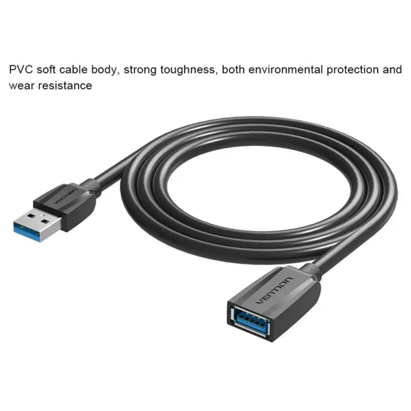 2M Dátové káblové údaje Synchronizácia Efektívna odolná vysokorýchlostná prenos údajov ľahko použiteľná dlhá USB3.0 Rozšírenie kábla Čierna