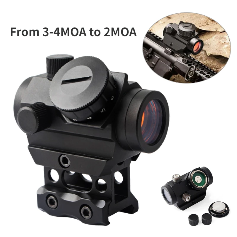 2MOA Red Dot Dohľad 1x25mm reflexný pohľad vodotesný a nárazový a odolný voči hmle Red Dot Scope s 1 palec stúpačkou držiaka