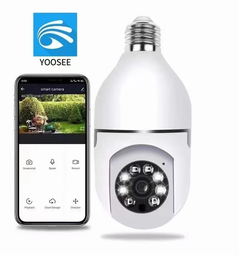 2MP 1080p Yoosee App E27 Lamp Držiteľ bezdrôtového bezdrôtového PTZ IP Dome Camera Full Color Night Vision Home Security CCTV Baby Monitor