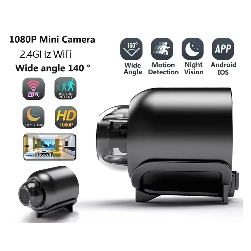 2MP HD X5 MINI WIFI Fotoaparát zahŕňal kontrolu zvukových detektorov pre domácu kanceláriu 140 stupňov Micro USB Baby Monitor