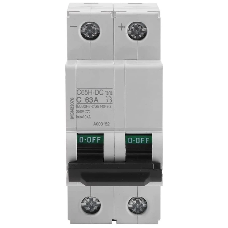 2P 250V nízke napätie DC Miniatúrny istič pre solárne panely Systém mriežky DIN Rail Mount (63A)