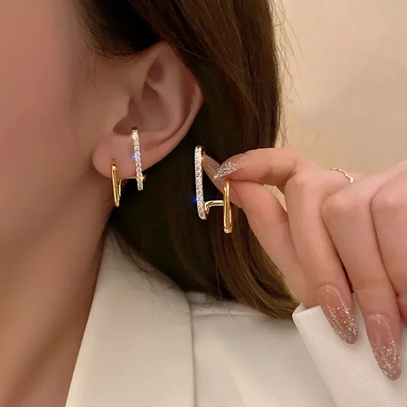 2Pairs 2025 Nový dizajn nepravidelný náušnice v tvare U v tvare u ženy Kórejské krištáľové módne šperky neobvyklé doplnky Girls