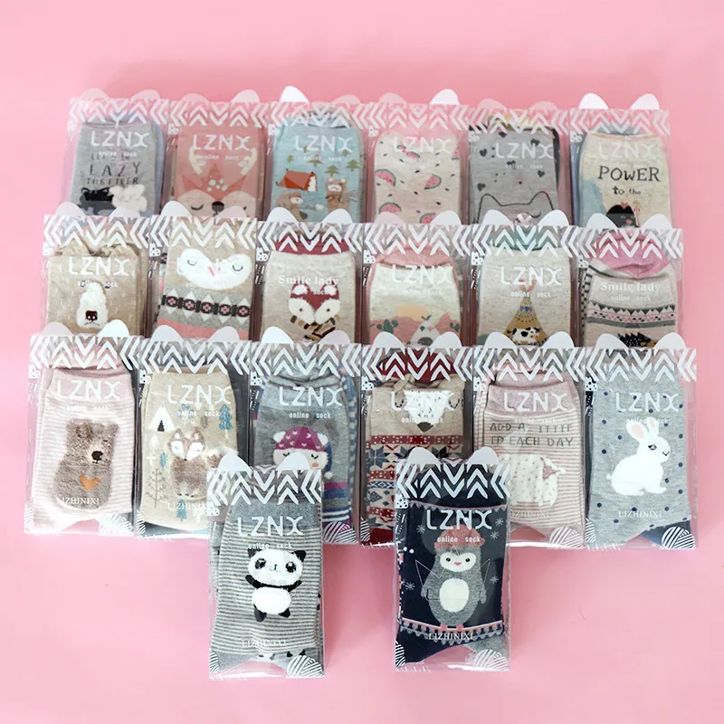 2Pairs/lot harajuku roztomilý kreslený vzor zvierat vtipné ponožky Ženy Kawaii Squirrel Panda ponožky Novinka bavlnená kalcetína Mujer