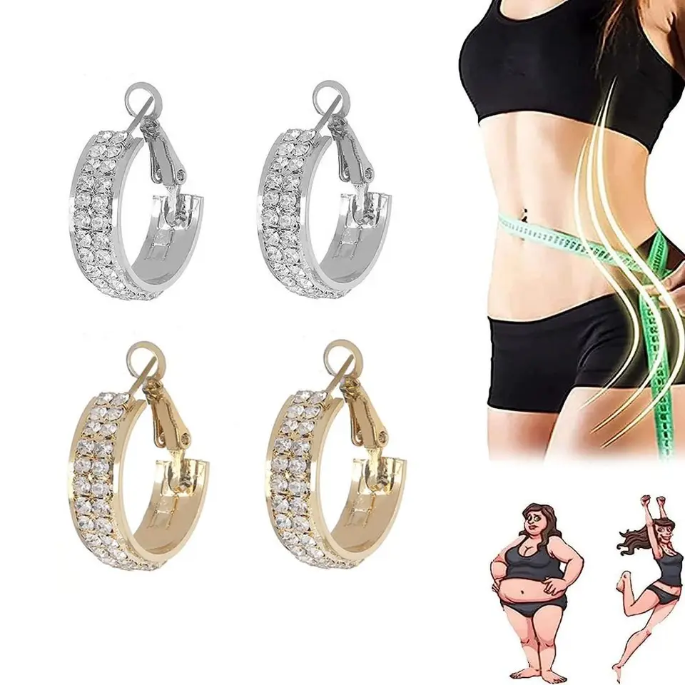 2Pairs Lymfvity Magnet Therapy Germánium náušnice Diamond-stuhované náušnice