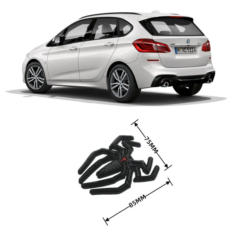 2PC 3D kovová čierna vdova Spider Logo CAR CUPER pre BMW E65 E66 E67 E84 F48 E53 E70 F15 F85 F16 F86 E81 E87 F20 F20 F21 E88 E82 F45