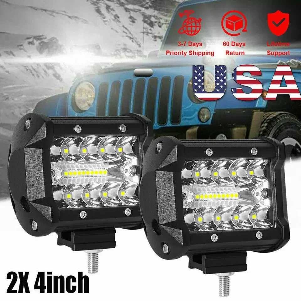 2PC 60W LED pracovné pracovné svetlo Svetelové bar Spot povodne combo tobolky offroad hmlové lampa SUV ATV UTV LED svetlo