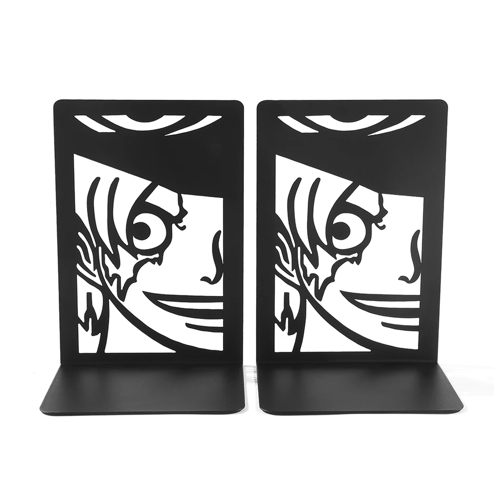 2PC Anime One Piece Ace Book Ends, nekĺzavá metalová kniha koncové knihy Office Bookends for Fans Collection Zbierka Zorganizovať knihy Desktop Bookds