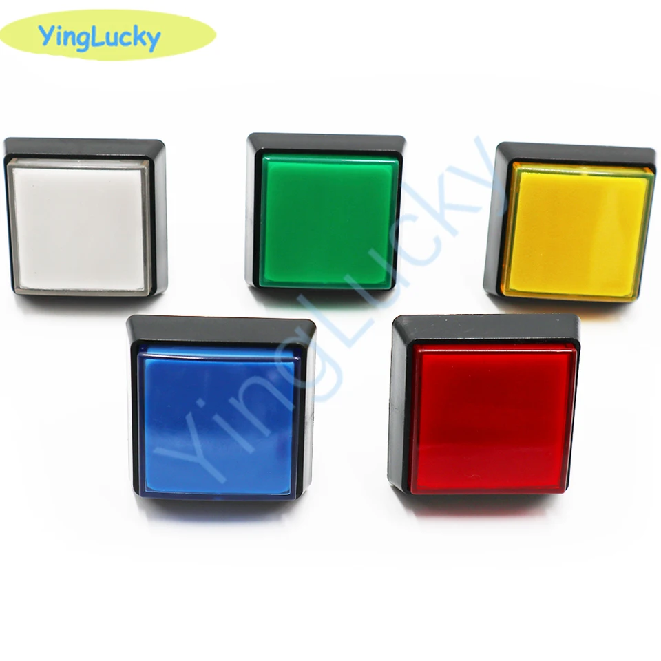 2PC Arcade Square Buttons 12V LED arkádové gombíkové lietadlo Ledbing 51*51 mm tlačidlá