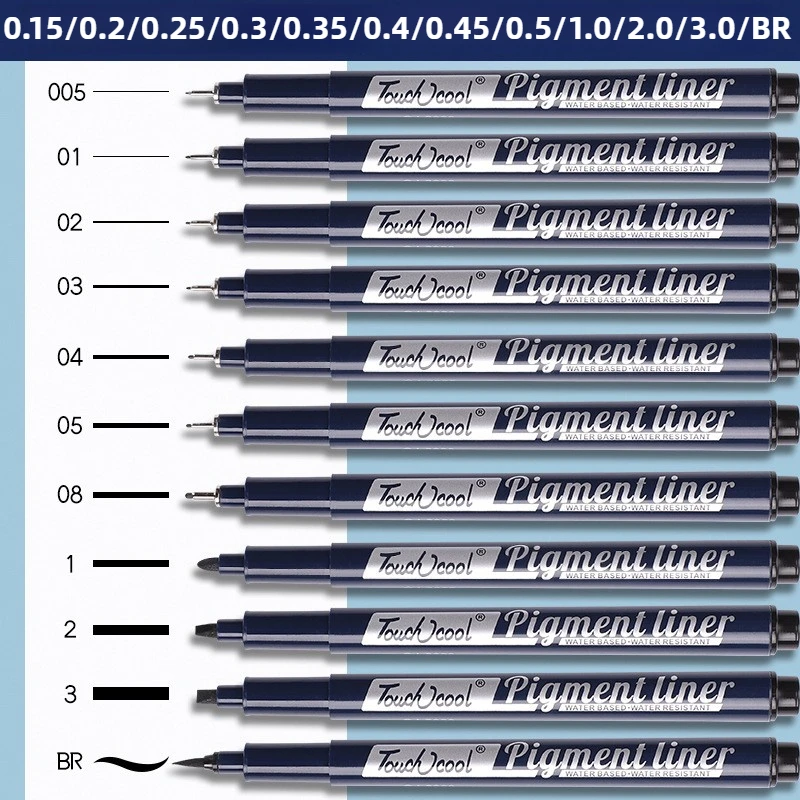 2PC Art Gel Gel Preny Čierne 0,15 mm/0,2/0,25/0,3/0,35/0,4/0,45/0,5/1,0/2,0/3,0/BR Kreslenie Študenti Škola škôl