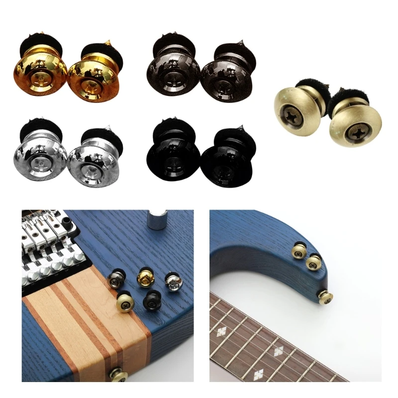 2PC/balíček gitarové popruhy koncové kolíky s montážnymi skrutkami a vankúšikami kovových gitarov
