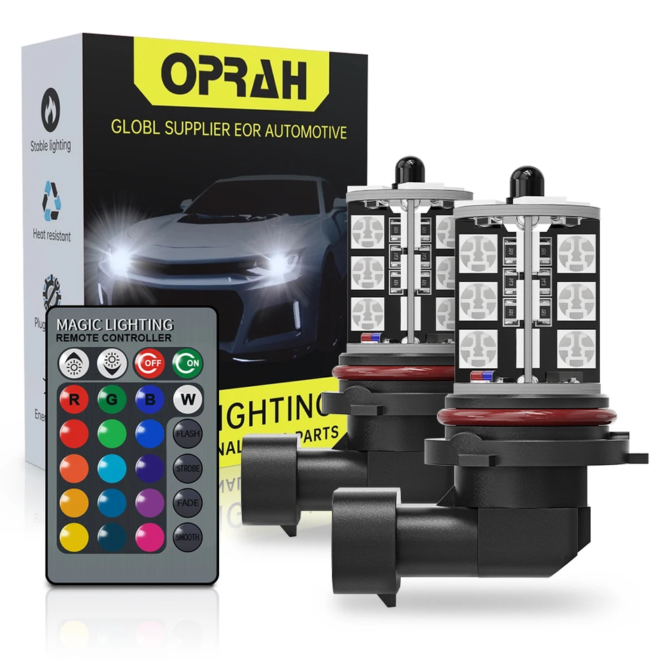 2PC LED hmlová žiarovka RGB 5050 H1 H3 H4 H7 H11 9005 HB3 9006 HB4 881 H27 Automobily Hnacie svetlomet s diaľkovým ovládaním 12V