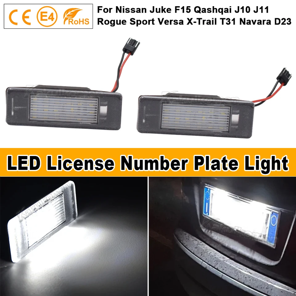 2PC LED licenčné licenčné štítok Svetlo pre Infiniti Q50 2013-2020 pre Nissan Juke F15 Qashqai J10 J11 Rogue Sport Versa X-Trail T31