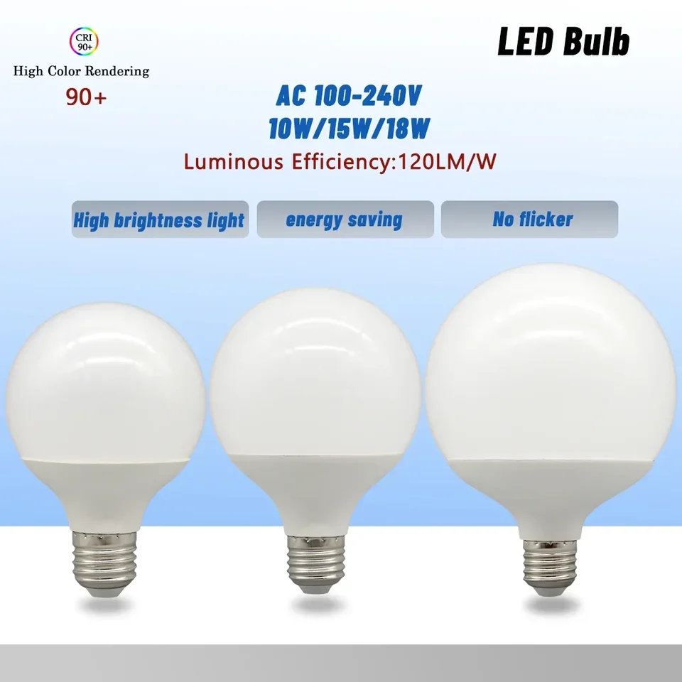 2PC LED žiarovky E27 G80 G95 G120 18W 15W 10W Energia Saving Global Light LightA Ampoule LED žiarovky Biela teplá biela pre miestnosť