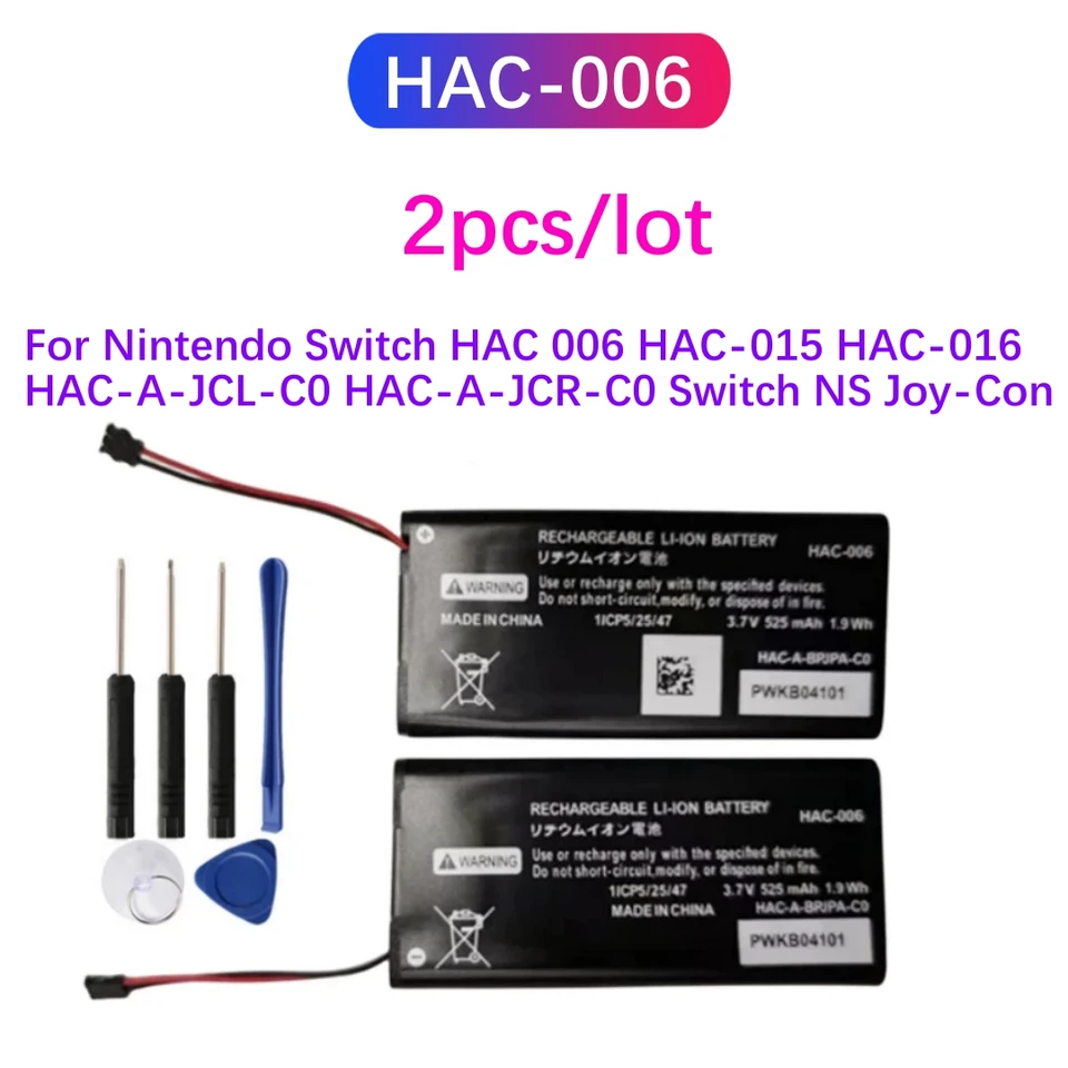 2PC/LOT HAC-006 HAC006 525 mAh batéria pre Nintendo Switch HAC 006 HAC-015 HAC-016 HAC-A-JCL-C0 HAC-A-JCR-C0 SWINT NS JOY-CON