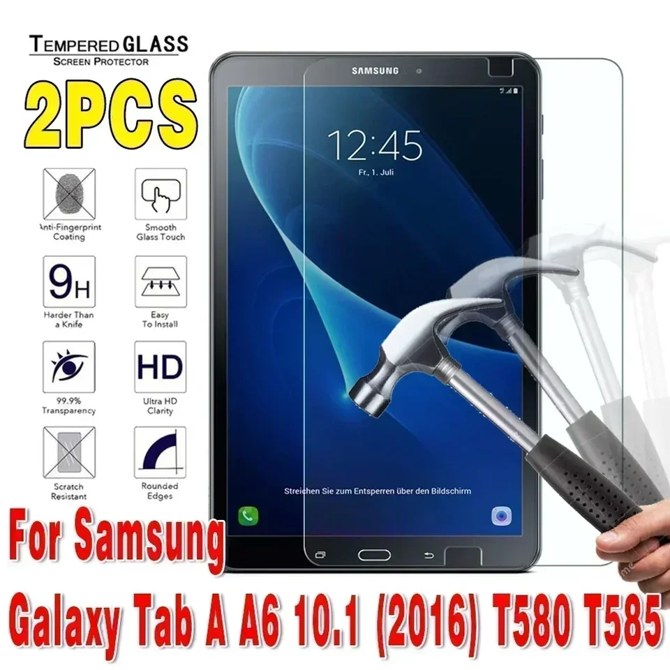 2PC pre tab galaxy Samsung Galaxy A6 10.1 (2016) Tablet SM-T580 SM-T585 Bubble bez bubliny Protective Film Anti-Scratch Temperované sklo