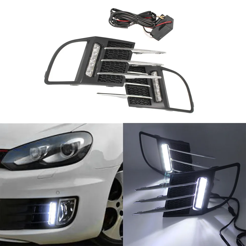 2PC pre VW Golf 6 A6 MK6 GTI GTD 2009 2010 2012 2012 LED DRL Denné svetlo LED svetlá pre vozidlá pre výrobky automobilov